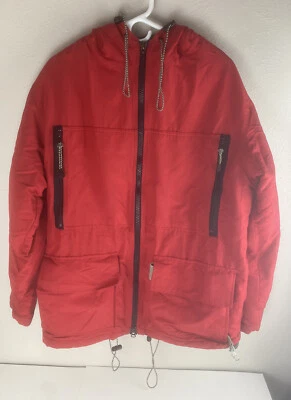 Structure Sport Mens Red Full Zip Hooded Parka Lined Jacket Coat Size Small - Image 1 of 4