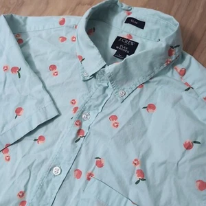 Men’s Med Button Down J Crew Flex Short Sleeve Slim Fit Shirt Peaches Blue - Picture 1 of 7