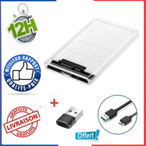 Boitier Externe Disque Dur transparent USB 3.0 2.5 pouces pour SATA HDD et SSD - Bild 1 von 6