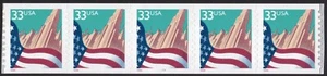Scott #3281 Flag Over City Plate # (PNC5) 5 Stamp Coil - MNH P#7777 Large Date - Picture 1 of 1