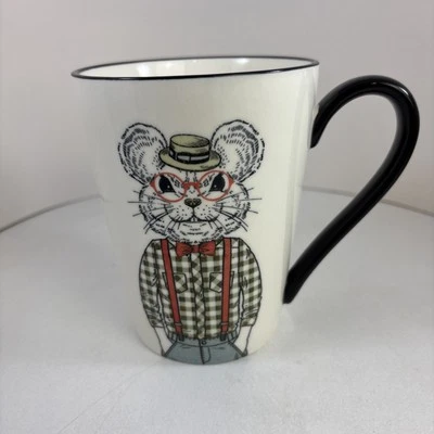 Caneca xícara de café HIPSTER MOUSE vermelha com aro suspensórios 16 onças - Imagem 1 de 4