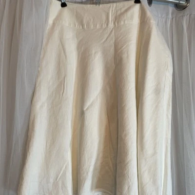 Nic Zoe Summer Fling юбка крем льняной смеси трапециевидный качели с подкладкой ниже колена 14 - Изображение 1 из 4