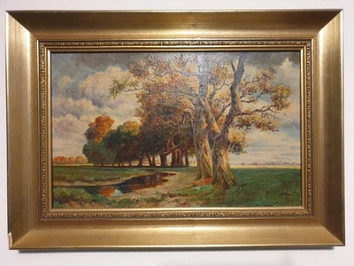 Originales Vintage-Ölgemälde – Gerahmte Herbstlandschaft - Bild 1 von 4
