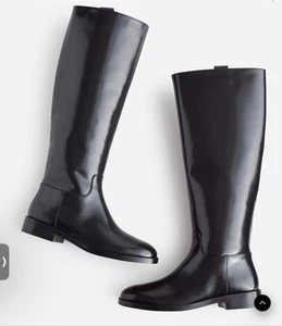 $298 Madewell The Adalai Botas Clásicas Hasta la Rodilla Cuero Brillante Negras Nuevas en Caja Talla 10 - Imagen 1 de 6
