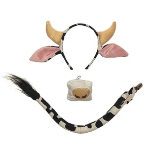 Kit de Vestir Animal Vaca Orejas Diadema Cola Nariz Lindo Disfraz de Halloween para Niño Pequeño - Imagen 1 de 4