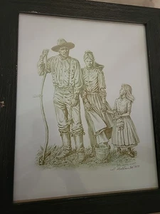 Impresión original Harold T. Holden 10,5 x 14, escena occidental "Working the Land" - Imagen 1 de 3