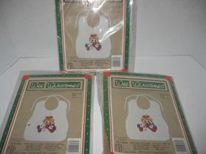 3 SEALED Wee Winsomes Wendy's Bib 2005 Counted Cross Stitch Kit 10" x 12" 1984 - Picture 1 of 2