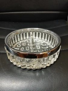 Posacenere VINTAGE CRISTALLO PIOMBO TRASPARENTE DIVISO CON BORDO ARGENTO piatto caramelle vintage 6" - Foto 1 di 12