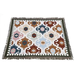 Boho Throw Coperta Geometria Leggera Poliestere con Nappe 70"x50" Divano Decorativo - Foto 1 di 5