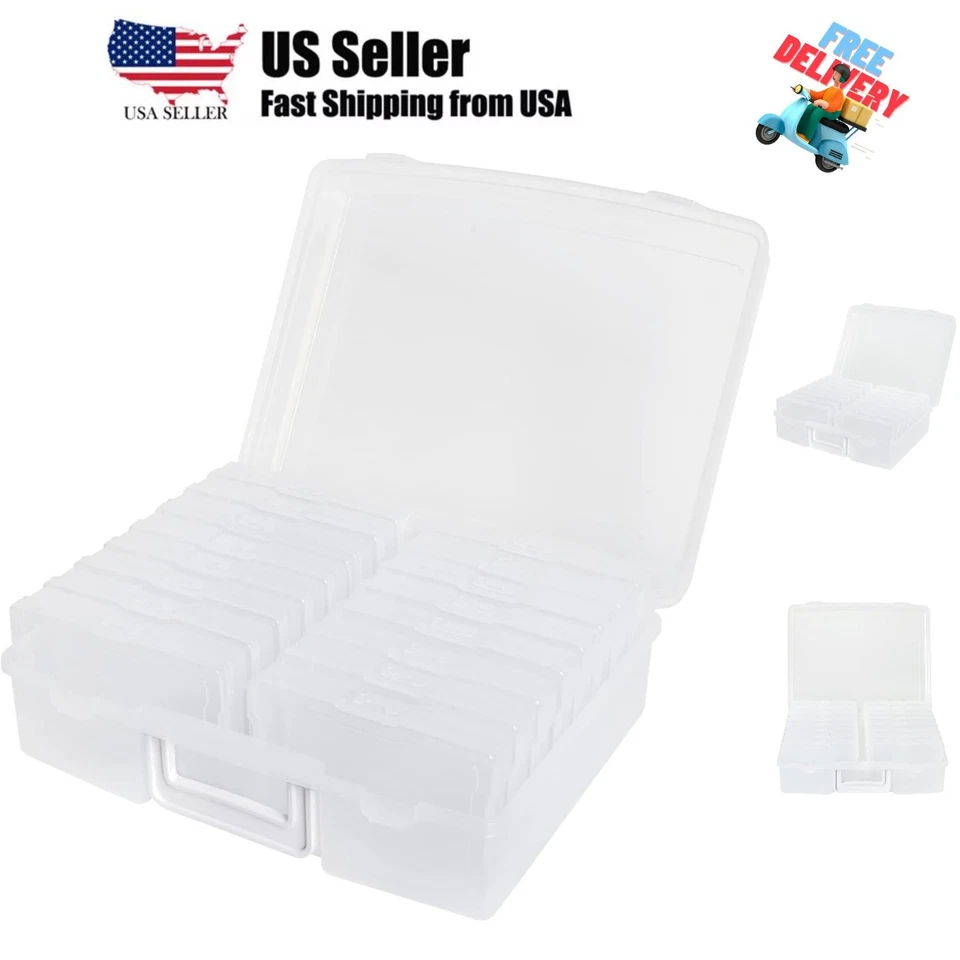 Organizador de fotos transparente de 4" x 6" con mango - 16 almacenes interiores transparentes para fotos... Foto 1 de 4