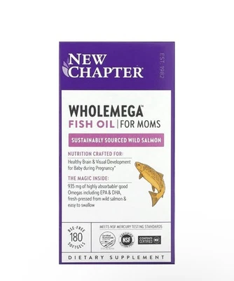 全新 Chapter 180 Count 全巨型鱼油 Moms 含维生素 免运费 全新 — 第 1/2 张图片