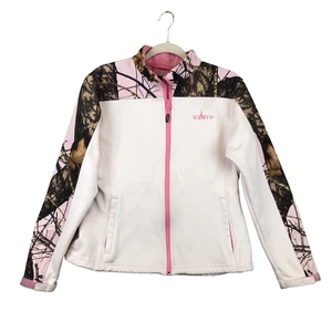 Habit Full-Zip Jacke weiß/camo Damen kleine Reißverschlusstaschen rosa Fleece gefüttert - Bild 1 von 10