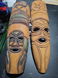 15 Zoll handgeschnitzte afrikanische Stammesmasken aus Holz - Bild 1 von 1