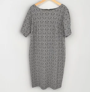 Adorne Damen Strickkleid grau & weiß Barockmuster Größe 16W Mitte 42" weich kuschelig - Bild 1 von 6