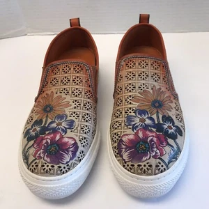 Sneakers L'Artiste Spring Step in pelle dipinta a mano multicolore floreale taglia 8,5M - Foto 1 di 10