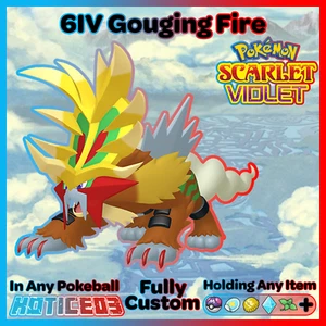 6IV GOUGING FIRE ⚡ Pokemon SCARLET and VIOLET - Indigo Disk DLC Paradox Rare! - Picture 1 of 24