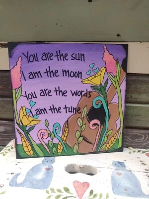 Neil Diamond Play Me Song Lyric Painting on 10 x 10" wood panel, Music Wall Art - Image 1 of 4