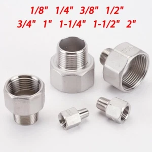 1/8"-2" Female/Male BSP Connector Stainless Steel Reducer Pipe Fitting Adaptor - Picture 1 of 29