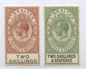 Gibraltar KGV 1921 2/ and 2/6d mint o.g. hinged - Foto 1 di 1