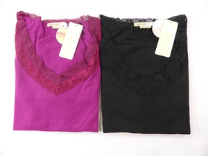 NEW SANDY BEACH FUSHIA PINK LONG SLEEVE STRETCH LACE TRIM TOP TEE SHIRT SIZE S,M - Bild 1 von 4