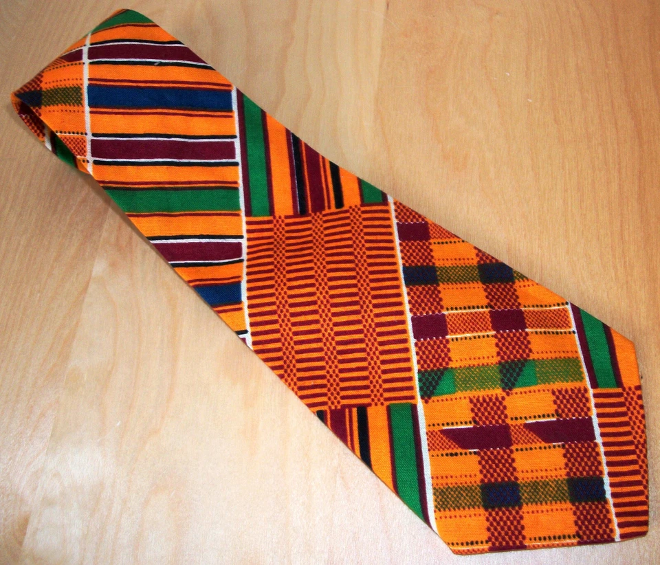 Corbata cuello a cuadros naranja granate azul y verde S. L. Rogers 58" largo x 3,6" ancho (D095) Foto 1 de 4