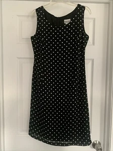 Vintage Robbie Bee Sleeveless Shift Dress Black & White Polka Dot Sz 6 Y2K 90’s - Picture 1 of 6