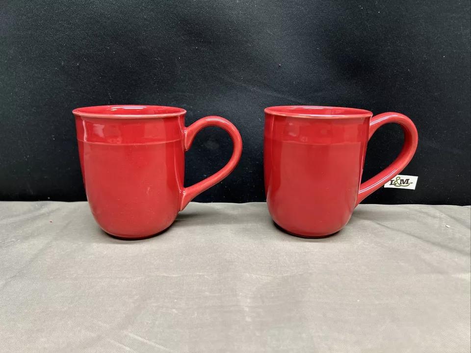 Set Of 2 ~ Food Network Fontina Red Mugs - Image 1 of 4
