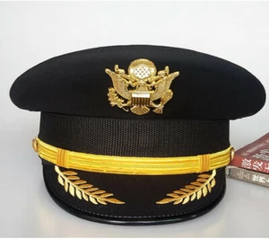 US Army Air Force OffIcer Navy Blue Cap Captain Hat Uniforms Costume Party - Picture 1 of 7