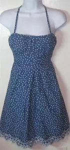 BCX juniors sz 3 blue polka dott empire waist sun spaghetti stap dress j94 - Picture 1 of 2