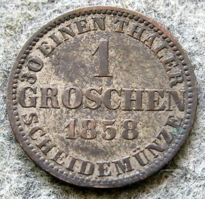Hannover - German States Georg V 1858 1 Groschen Rearing Horse, Billon Patina - Image 1 of 4