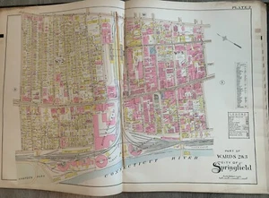 1899 SPRINGFIELD MA UNION STATION HAMPDEN PARK HARRISON TO ESSEX ST ATLAS MAP - Picture 1 of 6