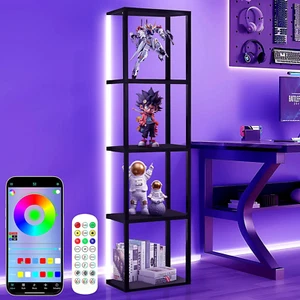 5-Tier LED Corner Shelf and Floor Lamp with Remote Control for Home Decor - Picture 1 of 9