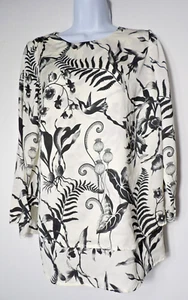 H & M Maternity Top Small Tunic Birds Floral White Black Flowy Lightweight Caree - Picture 1 of 12