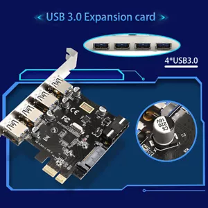 4 port Usb3.0 HUB PCIe Converter usb expansion card Splitter Adapter Riser Card - Picture 1 of 6