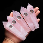 5Pcs Natural Pink Rose Quartz Energy Chakra Crystal Point Smoking Pipe Wand Rock