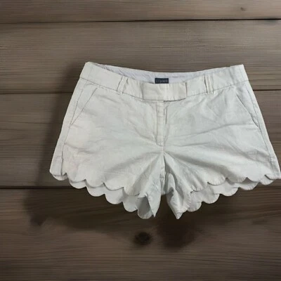J By J. Crew Light 卡其色扇贝下摆亚麻混纺短裤女式 12 码学院风 — 第 1/4 张图片