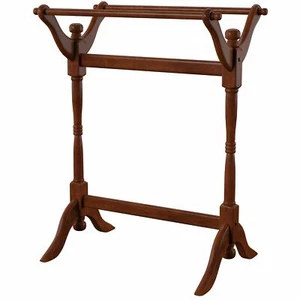 Estante de edredón de madera con acabado cereza soporte manta colcha almacenamiento toallas exhibición - Imagen 1 de 5