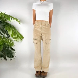 Vintage Y2K Khaki Indie Grunge Gorpcore Granola Low Rise Bootcut Cargo Pants /10 - Picture 1 of 5