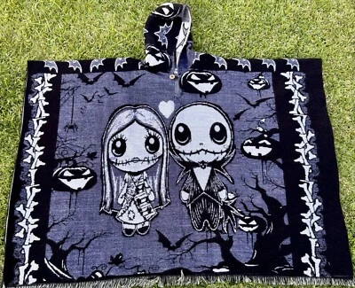 The Night Mare Before Christmas Alpaca Wool Blend Poncho. Unisex Made In Ecuador - Image 1 of 4