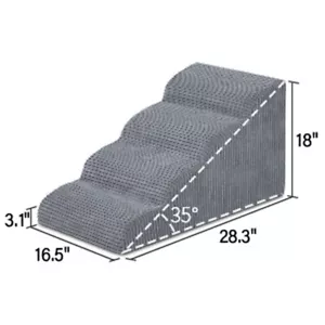 High Density Foam Dog Stairs 4-Tier Extra Wide & Deep Pet Ramp Ladder for Bed - Picture 1 of 4