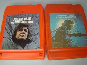Pair of JOHNNY CASH 8 TRACK TAPES Any old Wind That Blows Johnny at San Quentin - Picture 1 of 5