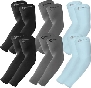 6 Pairs UV Protection Arm Sleeves, UPF 50 Cooling Compression for All Ages - Picture 1 of 13