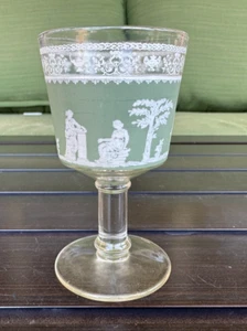 Cordial Glass Mini Jeannette Hellenic EUC Green Greek Olympia Jasper MCM Vintage - Picture 1 of 11