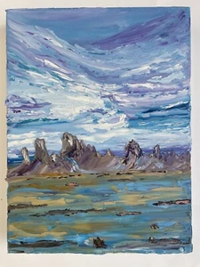 Trona Pinnacles Oil Painting On Canvas Art Contemporary Impressionism Impasto  - Picture 1 of 16