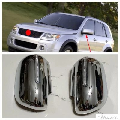 Para 2006-2013 Suzuki Grand Vitara conjunto cromado espelho lateral acabamento com luz - Imagem 1 de 4