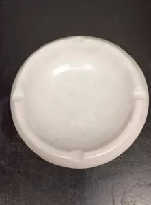 Vtg Solid Alabaster Marble 4 Notch Finger Large Round Cigar Table Ashtray 8" - Picture 1 of 10