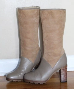 Vintage 70er Morrow-Taylor hellbraun Wolle Wildleder halbhoher Absatz Stiefel Neuseeland Damen 8,5 - Bild 1 von 15