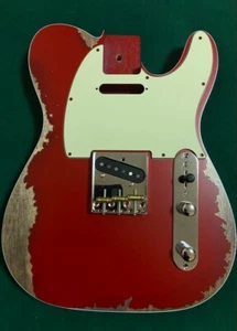 Telecaster vintage fatta a mano reliquia invecchiata doppia rilegatura festa rosso solo corpo - Foto 1 di 9