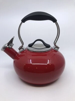 Tetera Chantal esmaltada roja 2 cuartos silbante buen estado probada Foto 1 de 4