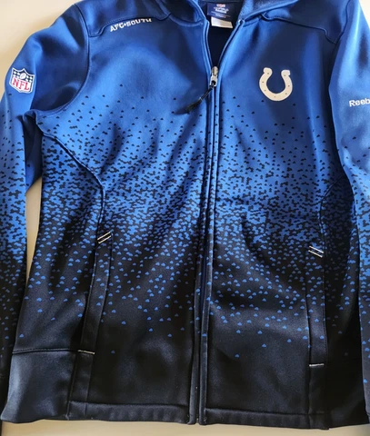 Reebok Indianapolis Colts thick neoprene hoodie jacket blue black ombre MEDIUM Cover